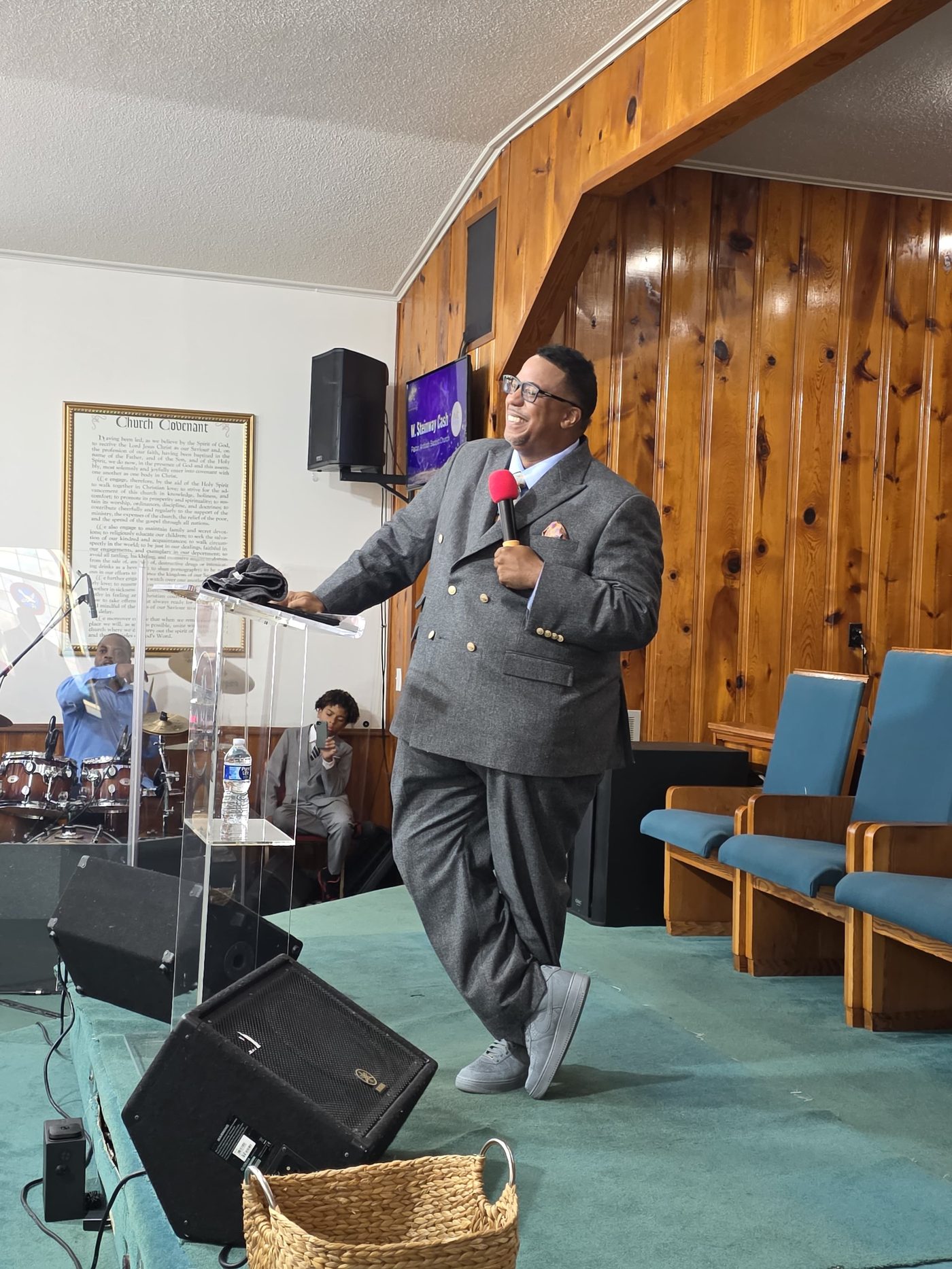 Pastor Cash preaching at Antioch Baptist Church
